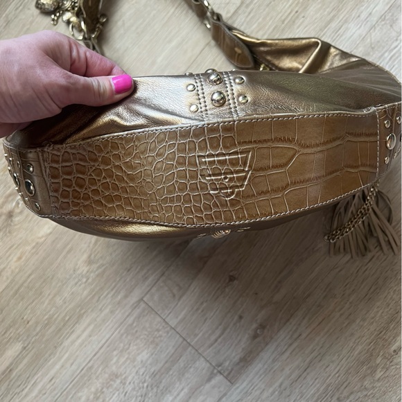 Vintage Y2K Gold Studded Hobo with Charm Keychains - Picture 10 of 11